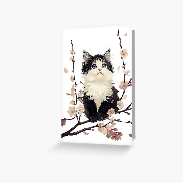Black and white cat paint Greeting Card