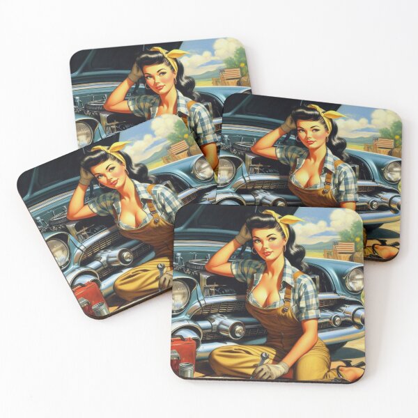 Item preview, Retro Mechanic Pin-up designed and sold by PulpVintage.