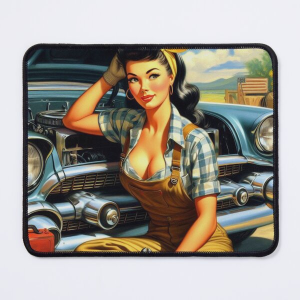 Item preview, Retro Mechanic Pin-up designed and sold by PulpVintage.