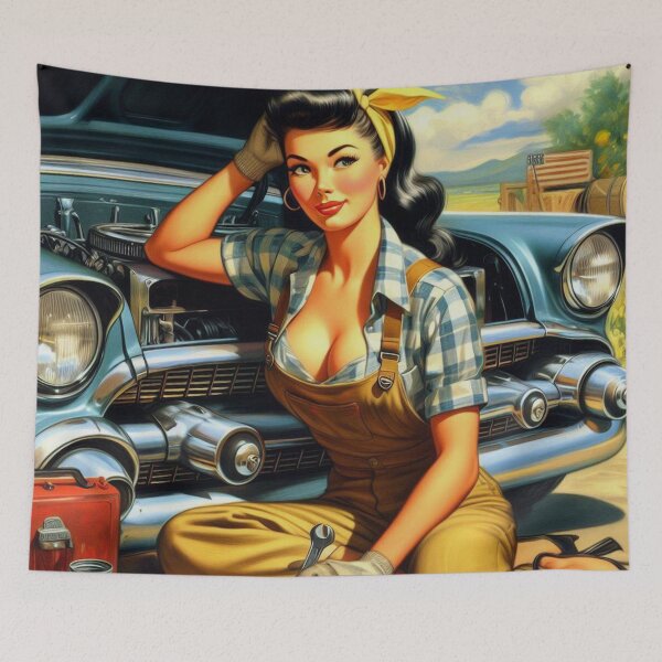 Item preview, Retro Mechanic Pin-up designed and sold by PulpVintage.