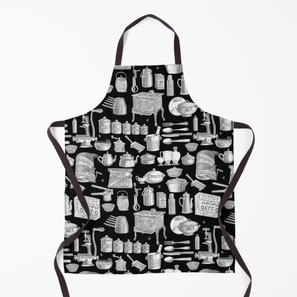 Item preview, victorian vintage antique kitchen cookware toile black designed and sold by Gossip Rag.