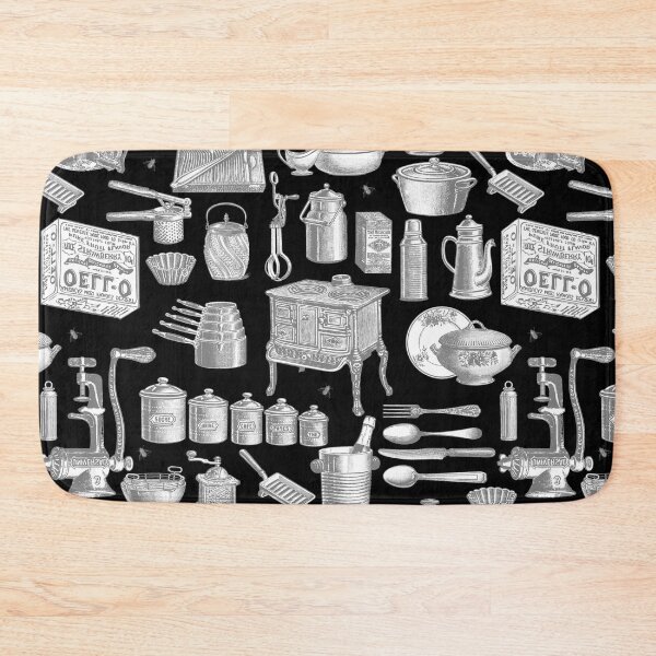 Item preview, victorian vintage antique kitchen cookware toile black designed and sold by Gossip Rag.