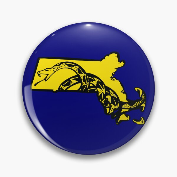 Item preview, MASSACHUSETTS - Libertarian - Don't Tread On Me Gadsden Snake on MASSACHUSITE BAY STATER Map on Blue default background, #020279 designed and sold by pelagio.