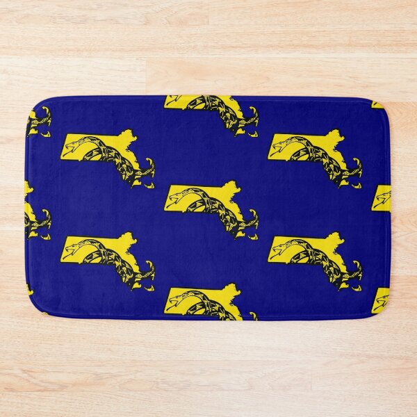 Item preview, MASSACHUSETTS - Libertarian - Don't Tread On Me Gadsden Snake on MASSACHUSITE BAY STATER Map on Blue default background, #020279 designed and sold by pelagio.