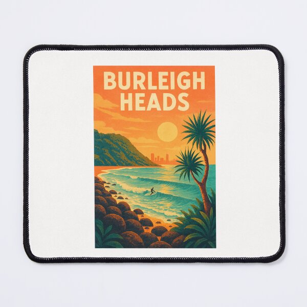 Item preview, Burleigh Heads Sunset Surf – Gold Coast Tropical Vibes designed and sold by Places On Earth.
