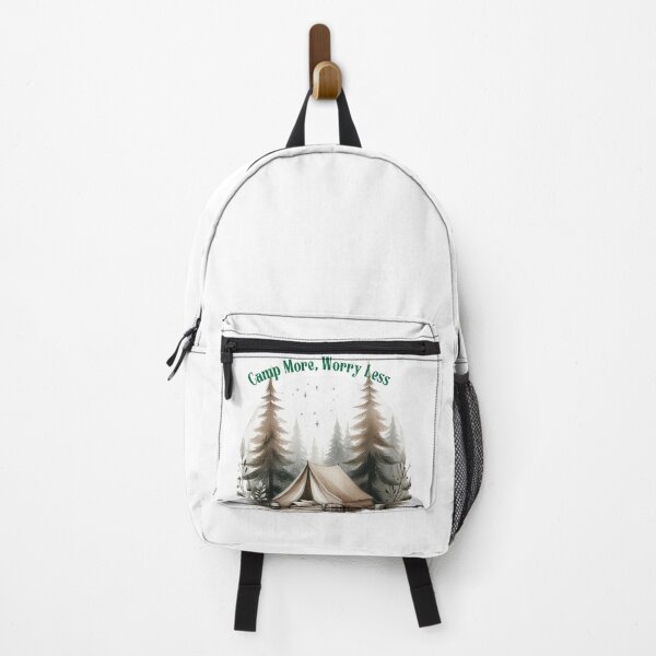 Item preview, Camp More, Worry Less – Cozy Forest Tent Watercolor designed and sold by JenniferCreaArte .