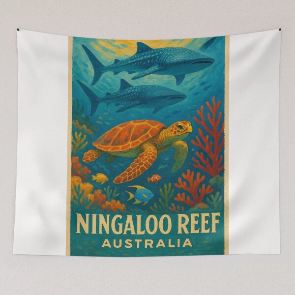 Item preview, Ningaloo Reef Sea Turtle and Whale Sharks – Coral Coast Marine Life designed and sold by Places On Earth.