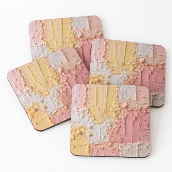Item preview, Light Pink, yellow and white abstract textured cube painting pattern  designed and sold by zanydoodles.