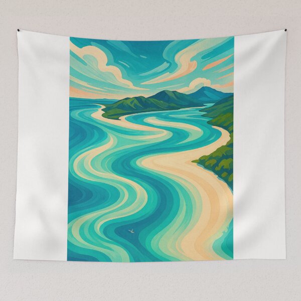 Item preview, Whitehaven Beach Aerial – Whitsundays Swirling Sands designed and sold by Places On Earth.