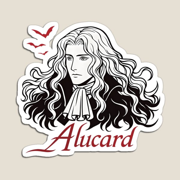 Aperçu de l'œuvre Fanart Netflix d'Alucard Castlevania – Autocollant élégant de vampire vectoriel créée et vendue par WAUZ.