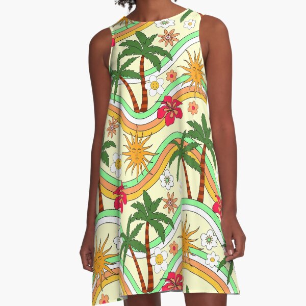 Item preview, Retro 1960's Palm Trees, Flowers And Sun Pattern designed and sold by DEC02.