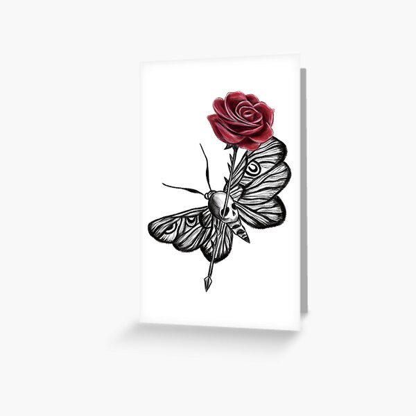 Item preview, Skull Moth Butterfly with red rose arrow Concept Art (Version 5) designed and sold by Scarlet Swan.