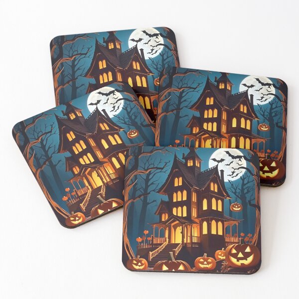 Item preview, Haunted Halloween House | Spooky Mansion on a Chilly Night | Creepy Lights and Ghostly Shadows | Eerie Autumn Vibes | Haunted House Halloween Scene designed and sold by PaintedPixels01.