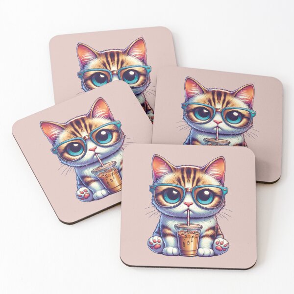Item preview, Cat with thirsty glases designed and sold by MerlinWear.