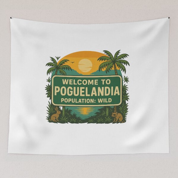 Item preview, Welcome to Poguelandia – Vintage Road Sign Sunset for Outer Banks Fans designed and sold by LittleMiddleMomma.