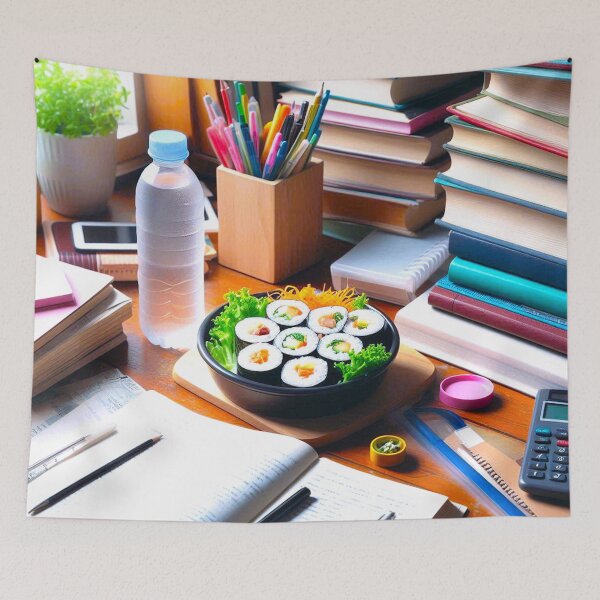 Item preview, Gimbap and Banana Milk: A Student's Snack Amidst Study Chaos designed and sold by Fantabulous.