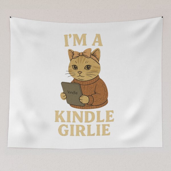 Item preview, I’m a Kindle Girlie - Cute Cat with Sweater & Bow Reading Digital Book Design designed and sold by TaliSora.