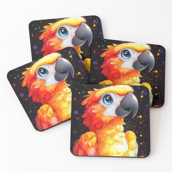 Item preview, Portrait Animal Vibrant Cartoon Parrot Rainbow Feathers Against Starry Night designed and sold by gamalruginaq.