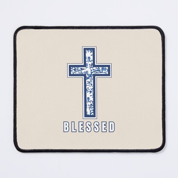 Item preview, BLESSED French Toile CROSS designed and sold by fetch-it-studio.