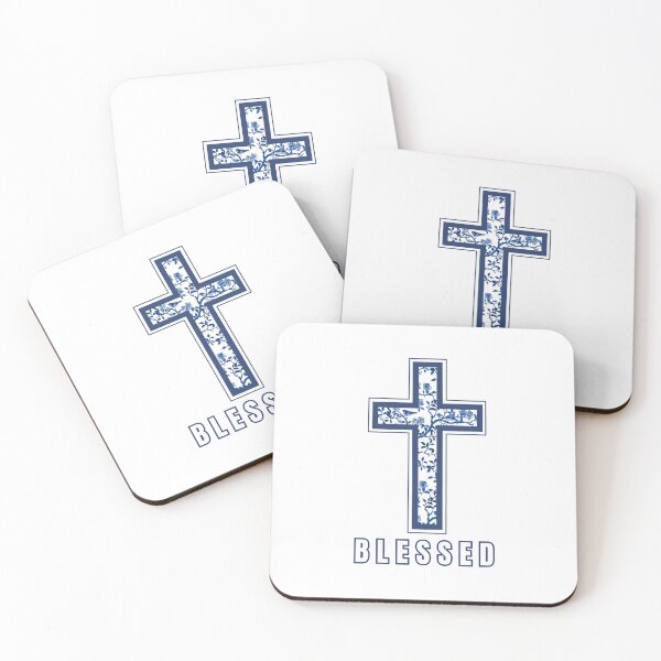 Item preview, BLESSED French Toile CROSS designed and sold by fetch-it-studio.