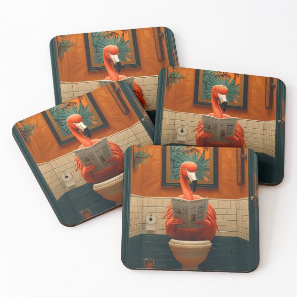 Item preview, Animal Toilet Flamingo Enjoying Tropical Bathroom Routine with Style designed and sold by rivettlihuiq.