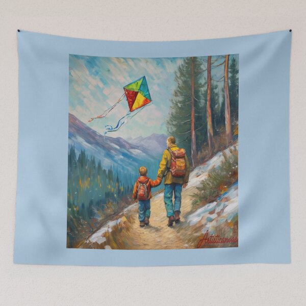 Item preview, "Mountain Stroll: Father and Son Adventure" designed and sold by Artisticanvas.