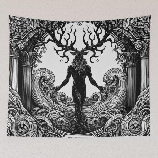 Item preview, Art Nouveau Cernunnos Forest God Illustration designed and sold by WildComfrey.