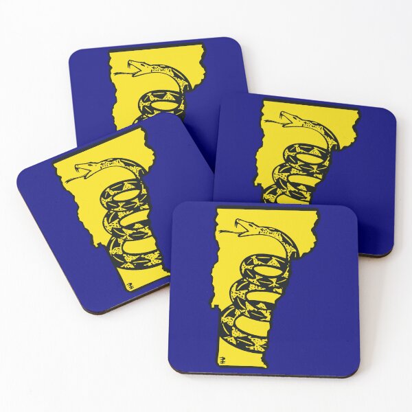Item preview, VERMONT  - Libertarian - Don't Tread On Me Gadsden Snake on VERMONTER Map on Blue default background, #020279 designed and sold by pelagio.