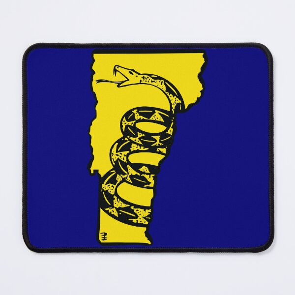 Item preview, VERMONT  - Libertarian - Don't Tread On Me Gadsden Snake on VERMONTER Map on Blue default background, #020279 designed and sold by pelagio.