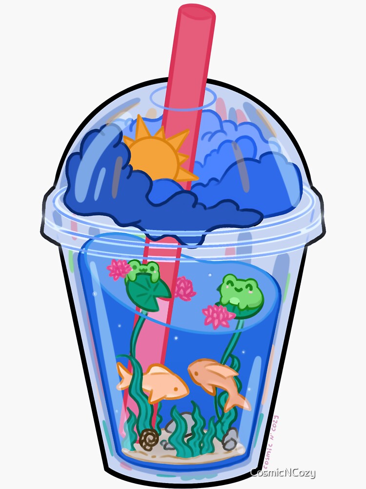 Thumbnail 3 von 3, Sticker, Wasserwelt in einer Tasse designt und verkauft von CosmicNCozy.