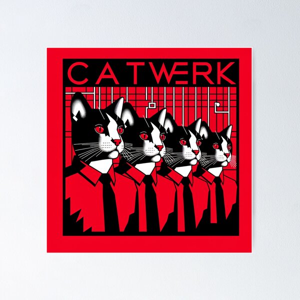 Item preview, CatWerk Retro Album Cover T-Shirt - Feline Tribute to Kraftwerk  designed and sold by artelps.