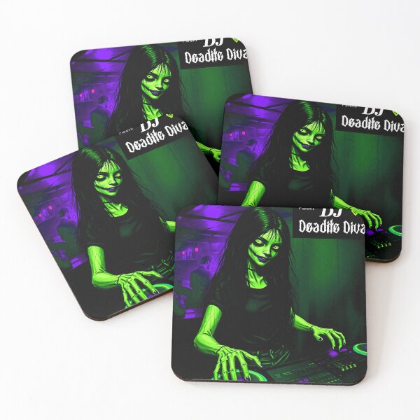 Item preview, DJ Deadite Diva – Spinning Your Dark Goth Mix | T-Shirt Art Print designed and sold by Earth Nature Creations.