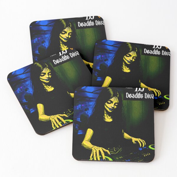 Item preview, DJ Deadite Diva – Spinning Your Dark Goth Mix | T-Shirt Art Print designed and sold by Earth Nature Creations.