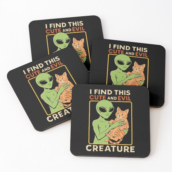 Item preview, Alien and cat cute and evil designed and sold by coffeeman.