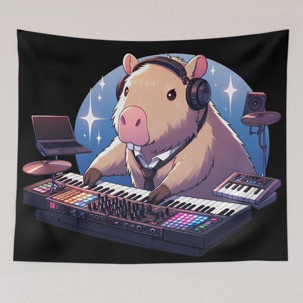 Item preview, Capibara DJ designed and sold by Funny Vintage Stickers And T-Shirts.