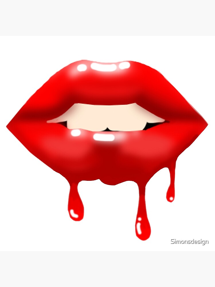 "red glossy lips dripping drawing " Canvas Print by Simonsdesign