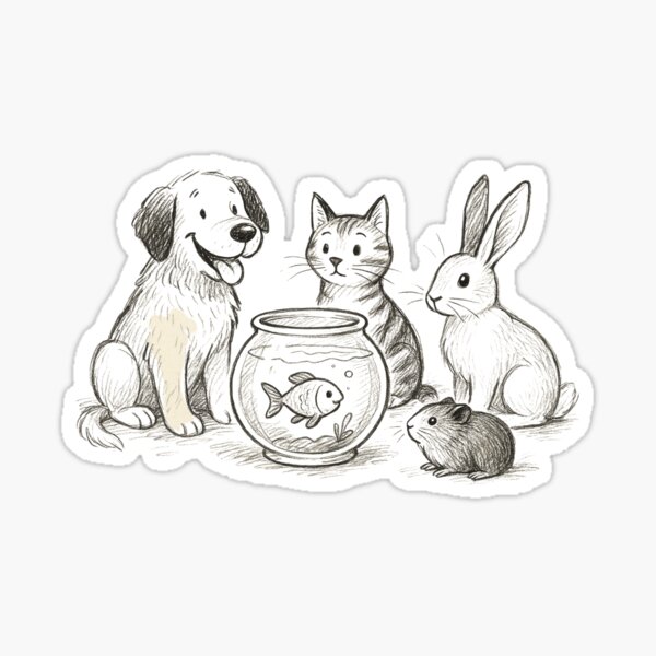 cute family pet animals classic tshirt Sticker
