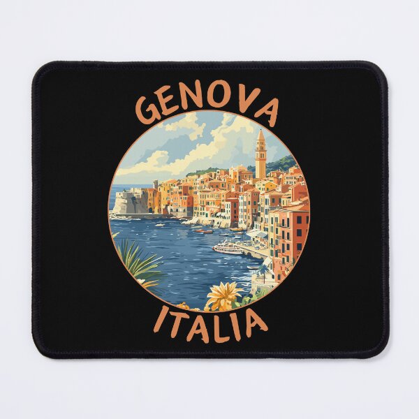 Item preview, Genova in Liguria, Italy Retro Travel Art Landscape designed and sold by MaateoDesign.