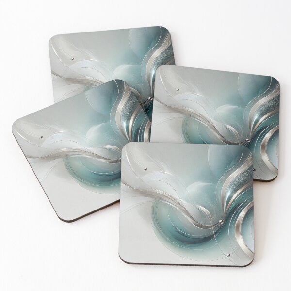 Item preview, Silver Tides – Abstract Teal & Chrome Flow with Metallic Accents designed and sold by LilMessyKitchen.