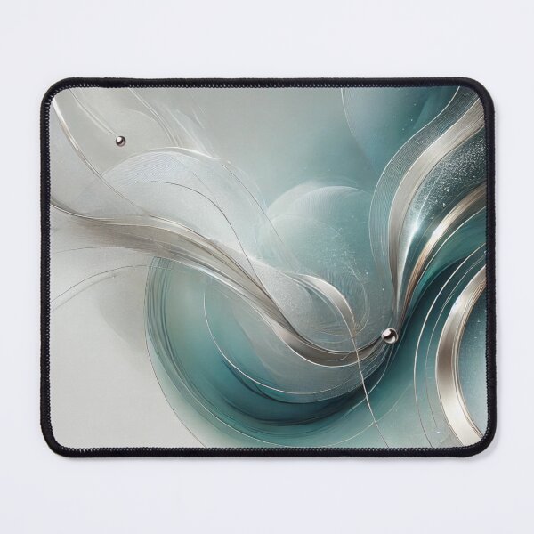 Item preview, Silver Tides – Abstract Teal & Chrome Flow with Metallic Accents designed and sold by LilMessyKitchen.