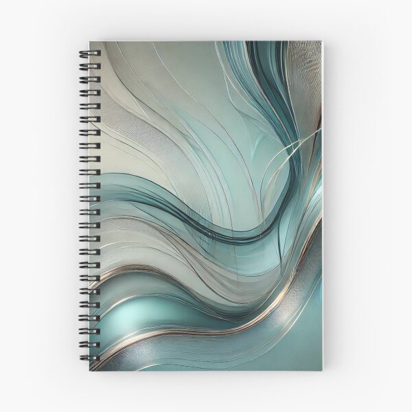 Item preview, Aqua Alloy – Abstract Teal & Silver Wave Design with Metallic Flow designed and sold by LilMessyKitchen.