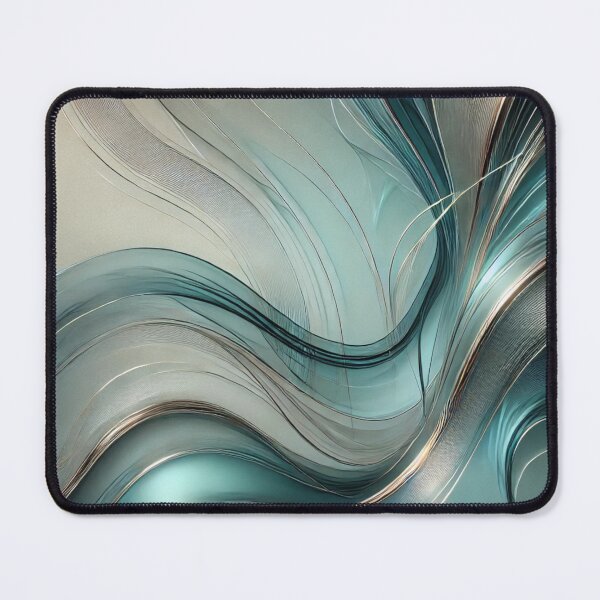 Item preview, Aqua Alloy – Abstract Teal & Silver Wave Design with Metallic Flow designed and sold by LilMessyKitchen.