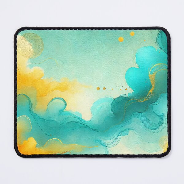 Artikelvorschau, Golden Tide – Abstrakter türkis-gelber Aquarellhimmel entworfen und verkauft von LilMessyKitchen.