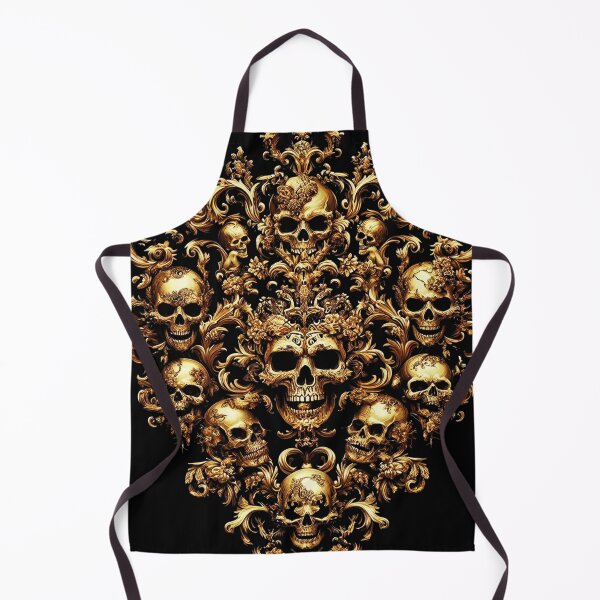 Item preview, Black & Gold Baroque: Demonic Opulence Luxury Fashion Art Gothic Heavy Metal Haute Couture with Skull Motifs & Dark Glamour, t-shirt dress clothing. BJJ designed and sold by blackdoggdesign.