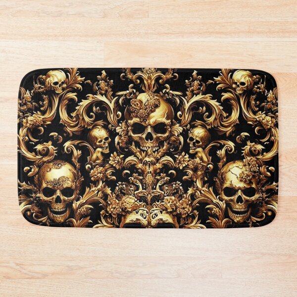 Item preview, Black & Gold Baroque: Demonic Opulence Luxury Fashion Art Gothic Heavy Metal Haute Couture with Skull Motifs & Dark Glamour, t-shirt dress clothing. BJJ designed and sold by blackdoggdesign.
