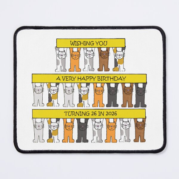 Item preview, 26th Birthday in 2026 Cartoon Cats designed and sold by KateTaylor.