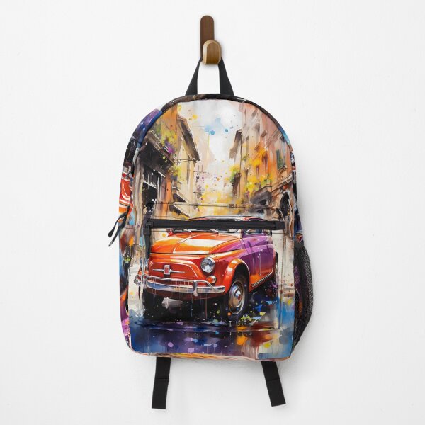 Item preview, Italian Retro Icon Car Surrounded By Colorful Cityscape designed and sold by RevUpDesign.