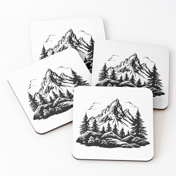Item preview, Mountain Landscape Alpine Peak Forest Pine Trees Nature designed and sold by inkoutninja.