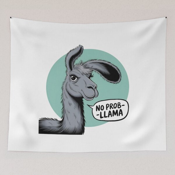 Item preview, No Prob‑LLama, llama, no problem, pun, cute, funnyfits70, Humor, Funny, retro, vintages, funny quotes, animal humor, designed and sold by FunnyFits70.