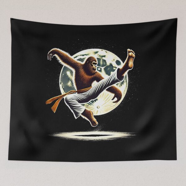 Item preview, Bigfoot Doing Capoeira Sasquatch Martial Art designed and sold by Kimberley King Art  King Art.